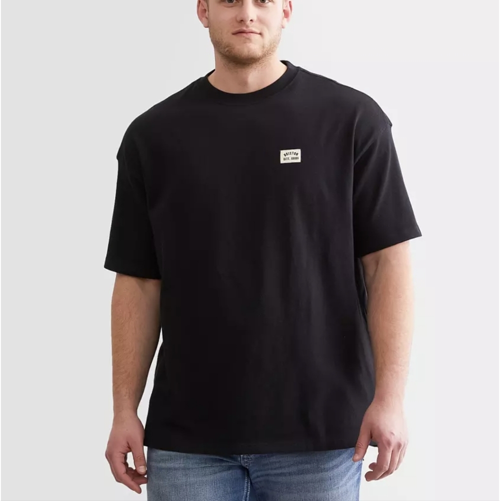 Men's Brixton Black Woodburn Heavyweight Relaxed Boxy T Shirt Size XL